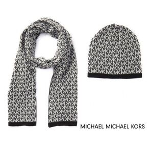 MICHAEL MICHAEL KORS Logo Muffler & Hat Set - Dark Grey Michael Kors Logo Muffler, Hat, Gloves set main image 4